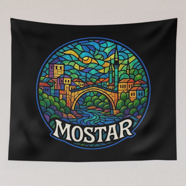 Item preview, Mostar Bosnia And Herzegovina Stained Glass Art designed and sold by TomFrontierArt.