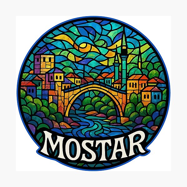 Item preview, Mostar Bosnia And Herzegovina Stained Glass Art designed and sold by TomFrontierArt.