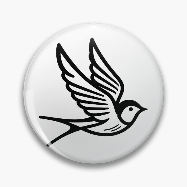 Item preview, Minimalist Swallow Bird Tattoo - Traditional Black Ink Sparrow Line Art designed and sold by Wild-way Art.