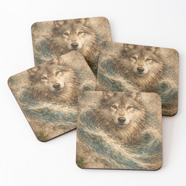 Item preview, Ancient Wolf and Waves Fresco designed and sold by wavewolfpt.