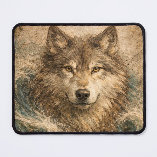 Item preview, Ancient Wolf and Waves Fresco designed and sold by wavewolfpt.