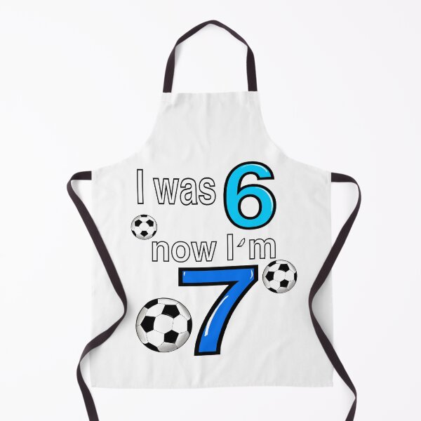 Item preview, I was 6 now I’m 7 7th Birthday boy - Six seven meme Football, soccer themed funny gift ideas for boys with the blue and white text “I was 6 now I’m 7” designed and sold by Artonmytee.