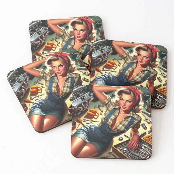 Item preview, Retro Mechanic Girl designed and sold by PulpVintage.