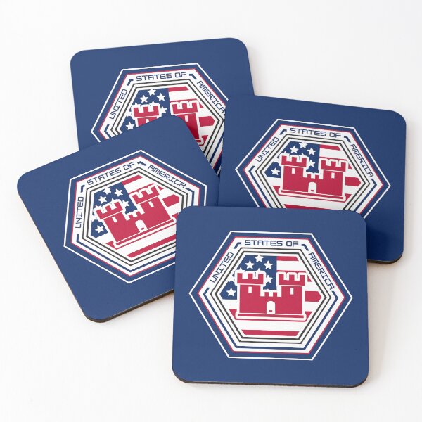 Item preview, United States of America Castle Hexagon Emblem – Patriotic Red Castle Design for Veterans, Military Engineers, and Proud Americans designed and sold by GFamilyC.