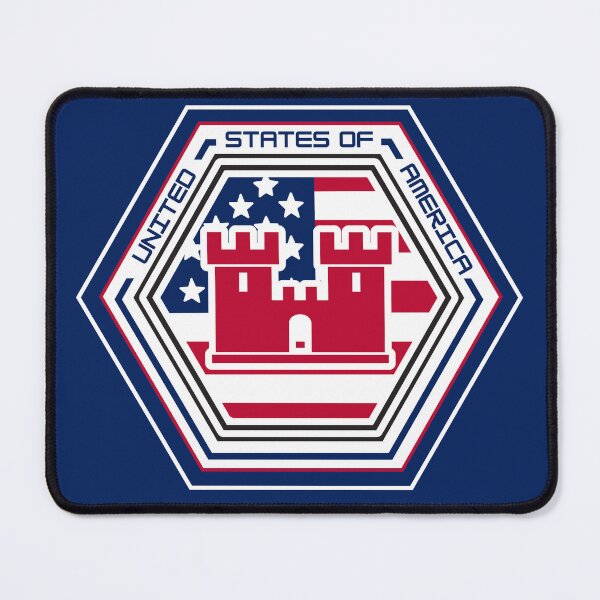 Item preview, United States of America Castle Hexagon Emblem – Patriotic Red Castle Design for Veterans, Military Engineers, and Proud Americans designed and sold by GFamilyC.