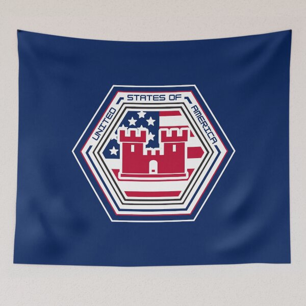 Item preview, United States of America Castle Hexagon Emblem – Patriotic Red Castle Design for Veterans, Military Engineers, and Proud Americans designed and sold by GFamilyC.