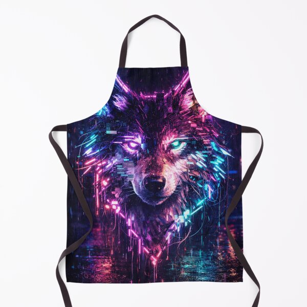 Item preview, Glitchy Neon Wolf in Cyberpunk Rain designed and sold by wavewolfpt.