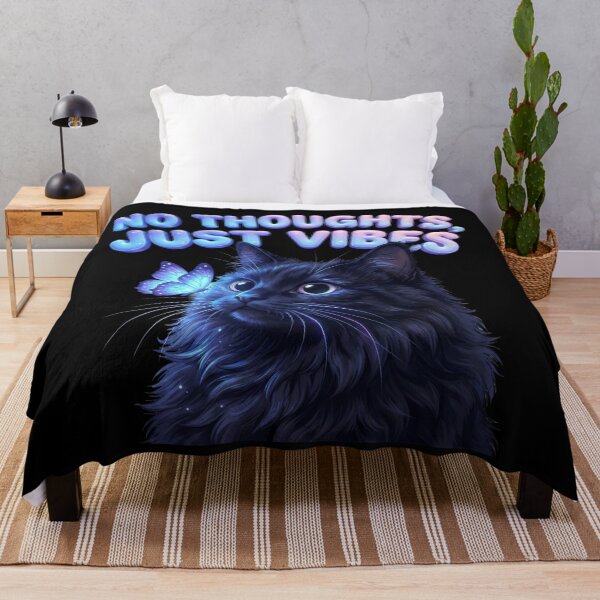 Item preview, No Thoughts Just Vibes Cute Black Cat Meme designed and sold by DigitalAnnaBanana.