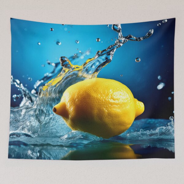 Item preview, Colorful Lemon Wallcovering Tapestry, duvet cover, throw blanket, shower curtain designed and sold by CharlottePlaceArt.