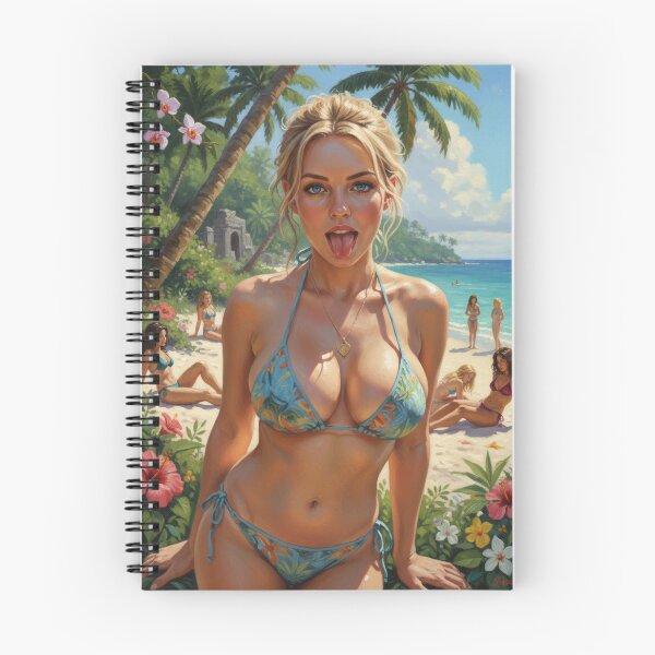 Item preview, Excited blonde girl under the beach sun designed and sold by Chubby Chase.