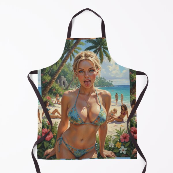 Item preview, Excited blonde girl under the beach sun designed and sold by Chubby Chase.