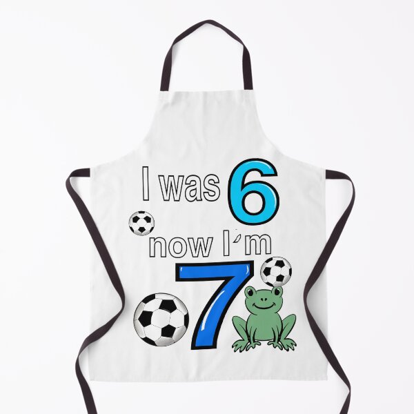 Item preview, I was 6 now I’m 7 7th Birthday boy - Six seven meme Frog, Football, soccer themed funny gift ideas for boys with the blue and white text “I was 6 now I’m 7” designed and sold by Artonmytee.