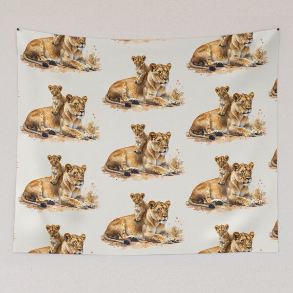 Item preview, Motherly love in the wilderness, lioness and cub designed and sold by LiskoDesign.