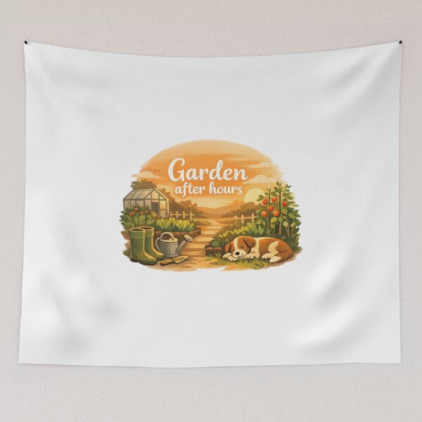 Item preview, Cozy gardening quote illustration – Garden after hours designed and sold by SashkArt.