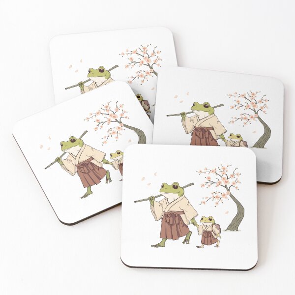 Item preview, Cute Frog & Toad Samurai Frogs Walking in Spring Cherry Blossoms designed and sold by SOUFIANE1991.