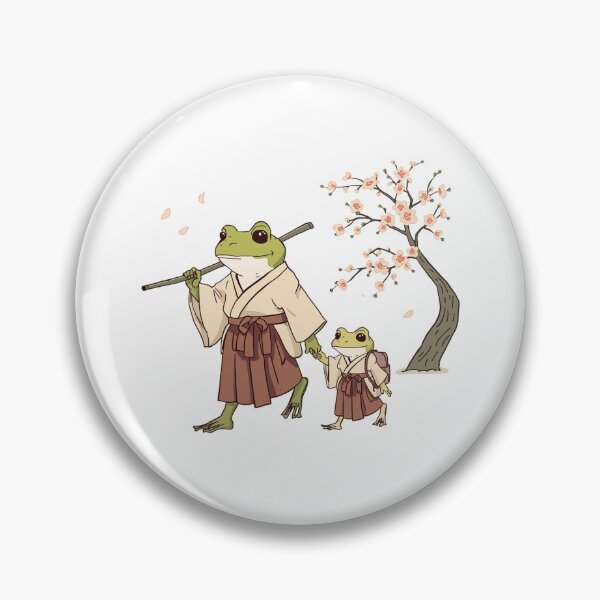Item preview, Cute Frog & Toad Samurai Frogs Walking in Spring Cherry Blossoms designed and sold by SOUFIANE1991.