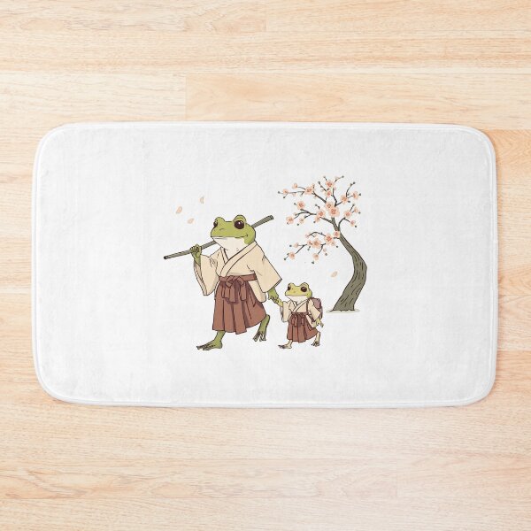Item preview, Cute Frog & Toad Samurai Frogs Walking in Spring Cherry Blossoms designed and sold by SOUFIANE1991.