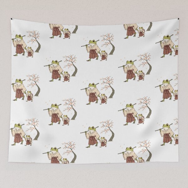Item preview, Cute Frog & Toad Samurai Frogs Walking in Spring Cherry Blossoms designed and sold by SOUFIANE1991.