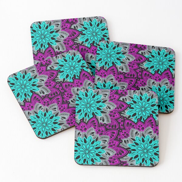 Item preview, Teal & Pink Mandala Floral Seamless Pattern | Boho Geometric Design designed and sold by RadharaniStudio.