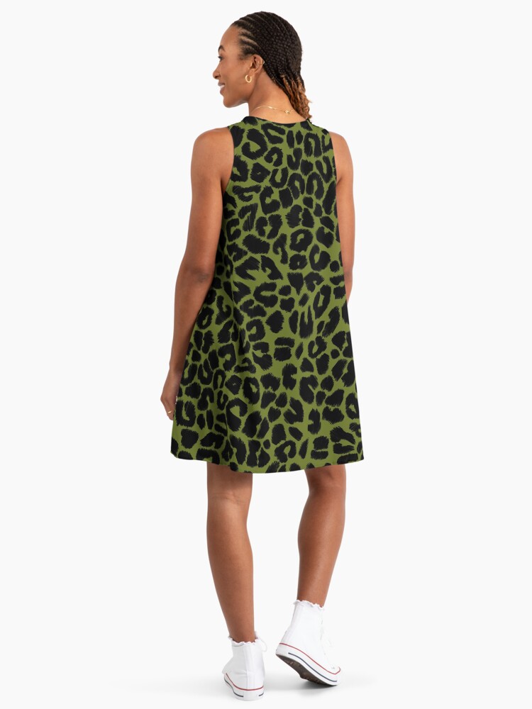 dark green animal print dress Green And Black Animal Print 2 In 1 Long Sleeve Wrap Midi Dress – AX Paris main image 1