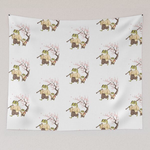 Item preview, Cute Frog & Toad Samurai Frogs Walking in Spring Cherry Blossoms designed and sold by SOUFIANE1991.