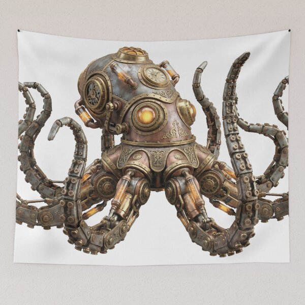 Item preview, Steampunk Kraken - Mechanical Octopus Design designed and sold by Neon Nature Studio.