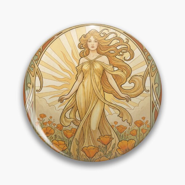 Item preview, California Blooms – Vintage Art Nouveau Poppy Goddess designed and sold by Cozy-Old-Pub.