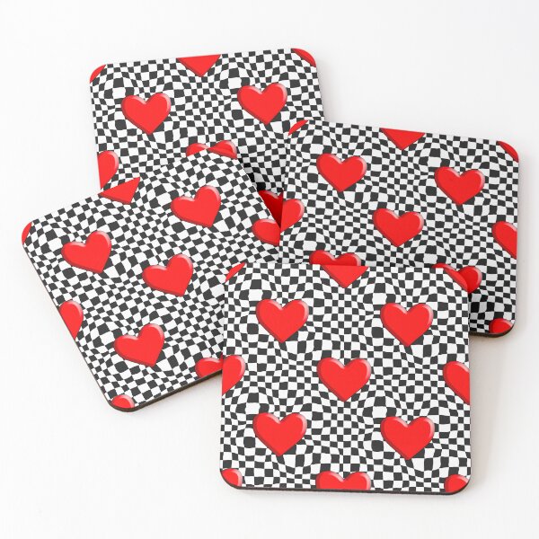Item preview, Red Hearts on Black and White Checker designed and sold by Julie Erin Designs.