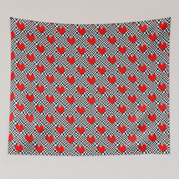 Item preview, Red Hearts on Black and White Checker designed and sold by Julie Erin Designs.