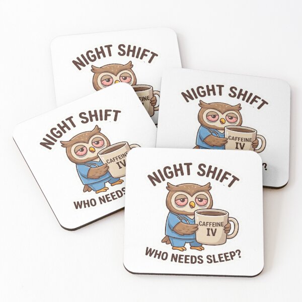 Item preview, Night Shift Owl - Caffeine IV & No Sleep Sticker designed and sold by Medoodles.