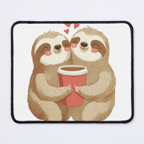Item preview, Cute Sloth Couple Cuddling Coffee Valentine's Day Illustration designed and sold by BigStar-Cart.