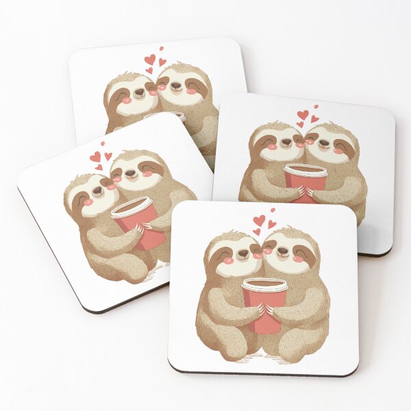 Item preview, Cute Sloth Couple Cuddling Coffee Valentine's Day Illustration designed and sold by BigStar-Cart.