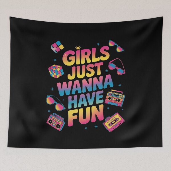 Item preview,  80's Girls Just Wanna Have Fun Women Girls Groovy designed and sold by MarkLeedsArt.