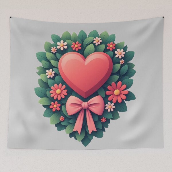 Item preview, Heart, flowers and a cheerful ribbon designed and sold by Mianku | Für das Leben.