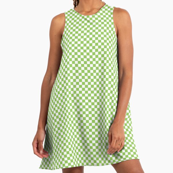 green emerald velvet dress Women's Green Checkerboard Zipper Long-sleeve Pleated Dress
