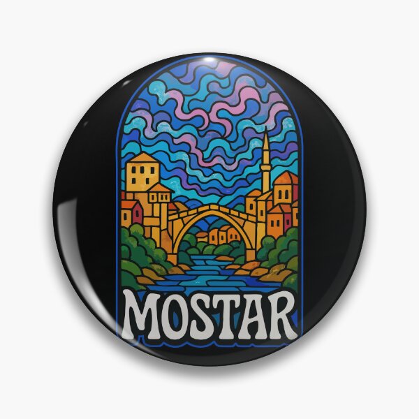 Item preview, Mostar Bosnia And Herzegovina Stained Glass Travel designed and sold by TomFrontierArt.