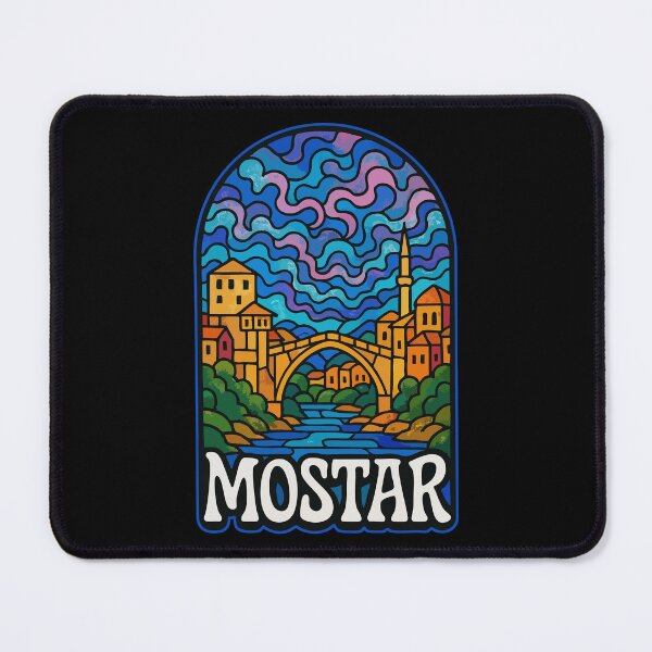 Item preview, Mostar Bosnia And Herzegovina Stained Glass Travel designed and sold by TomFrontierArt.