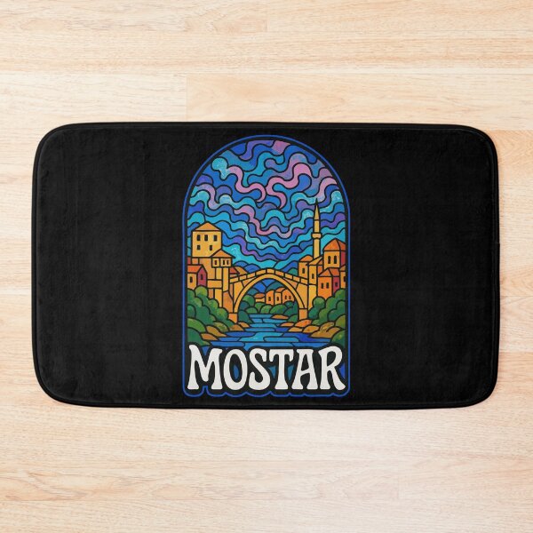 Item preview, Mostar Bosnia And Herzegovina Stained Glass Travel designed and sold by TomFrontierArt.