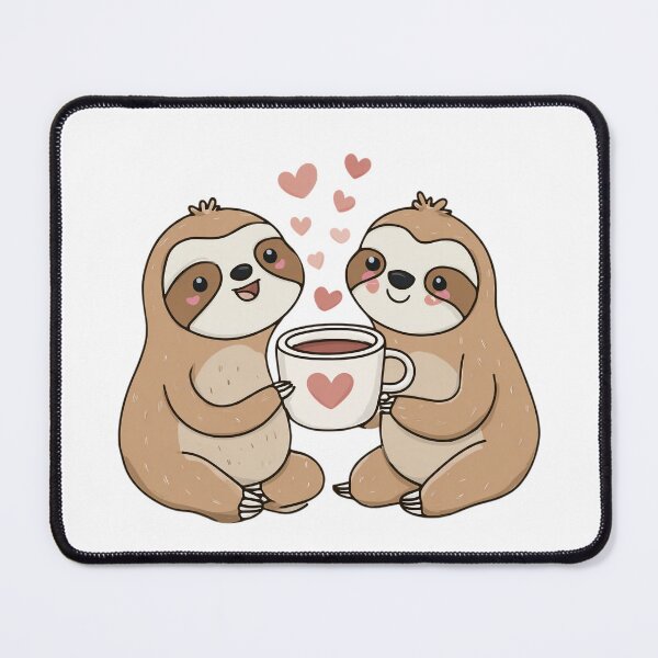 Item preview, Sloth Couple Coffee Date Kawaii Illustration Valentine's Day designed and sold by BigStar-Cart.