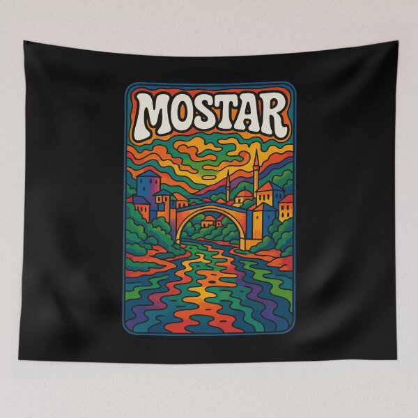 Item preview, Mostar Bosnia And Herzegovina Psychedelic Trippy Travel designed and sold by TomFrontierArt.