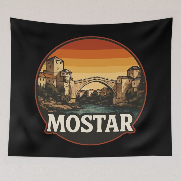 Item preview, Mostar Bosnia And Herzegovina Retro Travel designed and sold by TomFrontierArt.