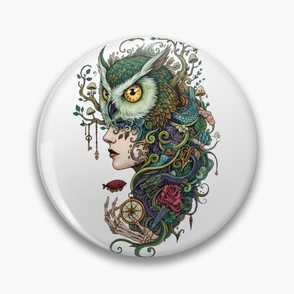 Item preview, The Emerald Guardian: Colorful Surreal Owl Spirit Art designed and sold by Crown & Claw.