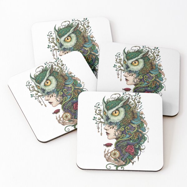 Item preview, The Emerald Guardian: Colorful Surreal Owl Spirit Art designed and sold by Crown & Claw.