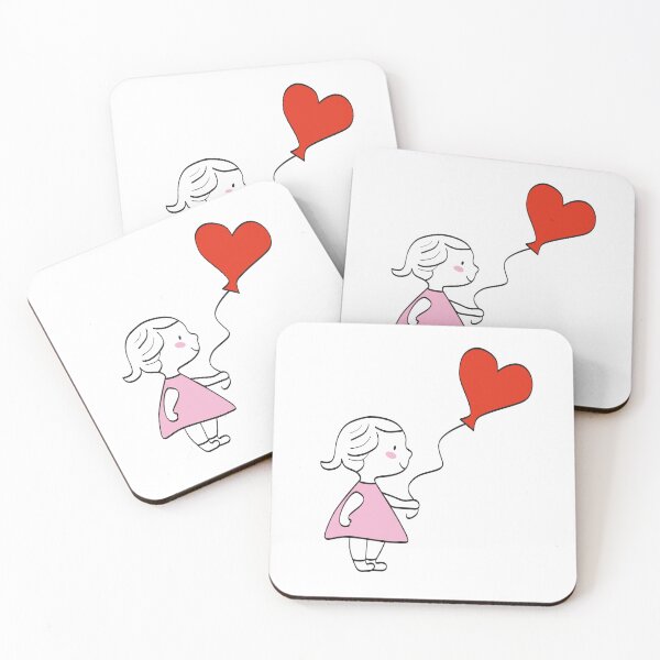 Item preview, Cute Girl Holding Heart Balloon designed and sold by jsapro.