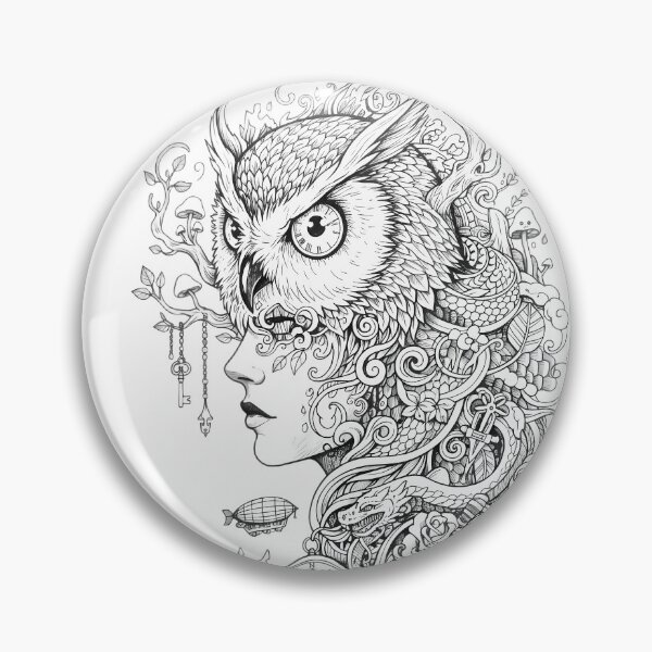 Item preview, Mystical Owl Spirit: Surreal Doodle Art Ink Illustration designed and sold by Crown & Claw.