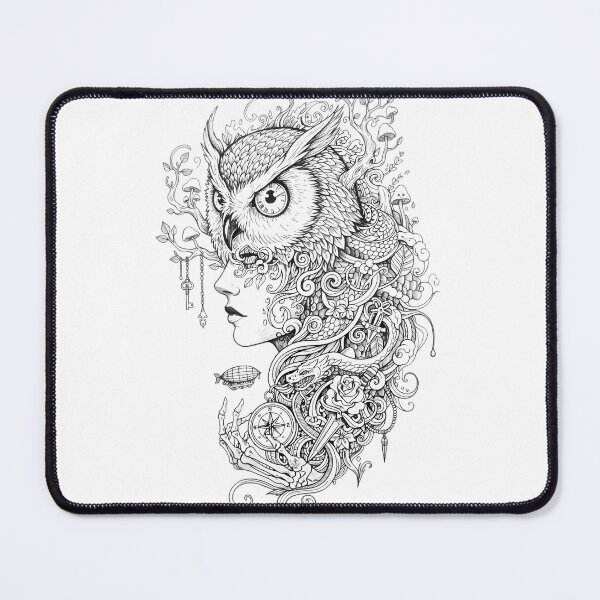 Item preview, Mystical Owl Spirit: Surreal Doodle Art Ink Illustration designed and sold by Crown & Claw.