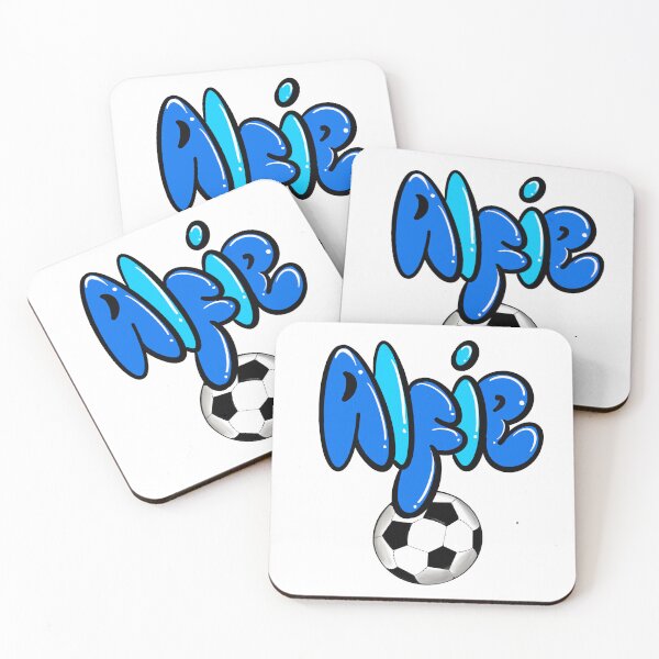 Item preview, Alfie name in blue Football Soccer sports  themed personalized gifts boys and men  personalised Graffiti name Alfie designed and sold by Artonmytee.