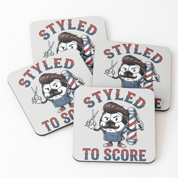 Item preview, Styled To Score - Barber Soccer Mascot designed and sold by DigitalGlade.
