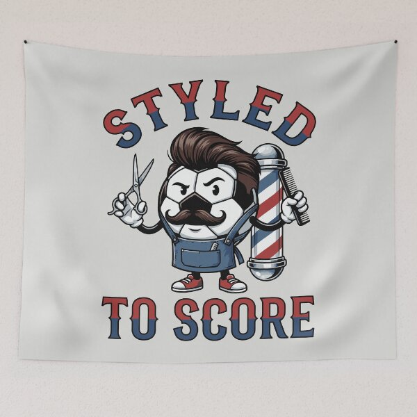 Item preview, Styled To Score - Barber Soccer Mascot designed and sold by DigitalGlade.