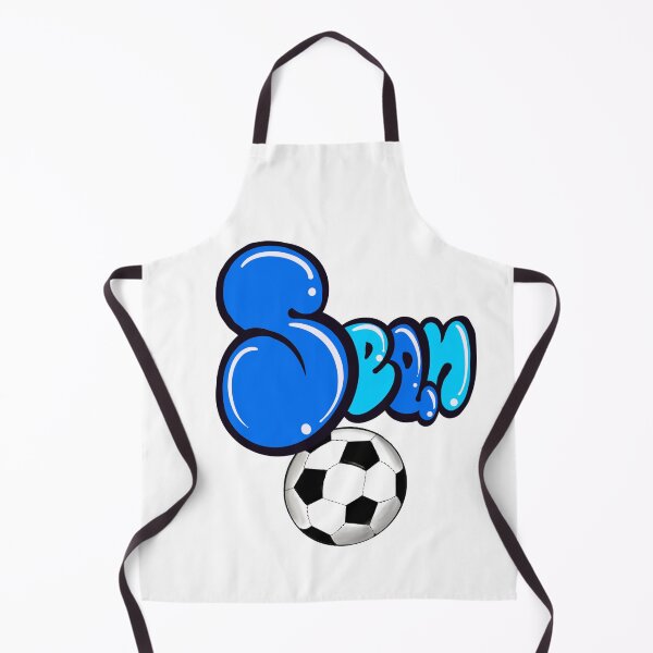 Item preview, Sean name in blue graffiti calligraphy Football soccer sports themed personalized gifts for boys and men named Sean designed and sold by Artonmytee.